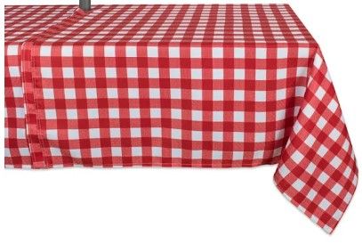 Photo 1 of  Red Check Outdoor Tablecloth with Zipper 60 x 120 in.
