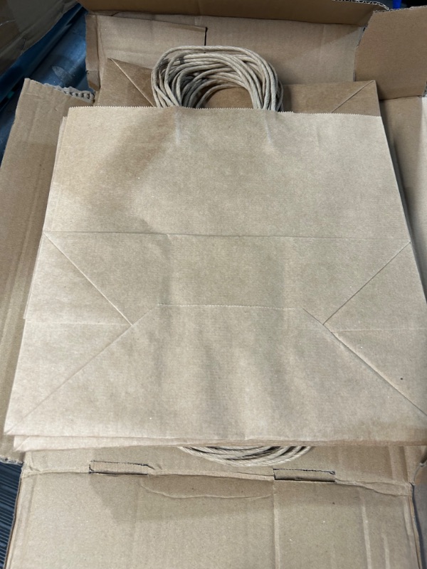 Photo 2 of **STOCK PHOTO FOR REFERENCE ONLY**
24 Pack -  Trendy Boutique Kraft Paper Bags with Handles | (Pack of 50) Brown