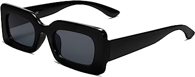 Photo 1 of (Pack of 2) PORADAY Nude Rectangle Sunglasses Black/Grey