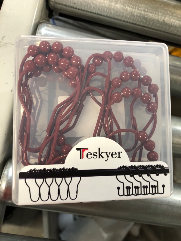Photo 2 of (Pack of 4) Teskyer Shower Curtain Hooks Rings 12 Set Red Gourd shaped