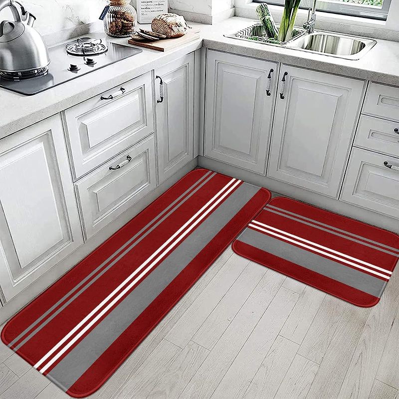 Photo 1 of *similar to stock photo*Tayney Burgundy Stripes Home Kitchen Rugs Geometric Red 