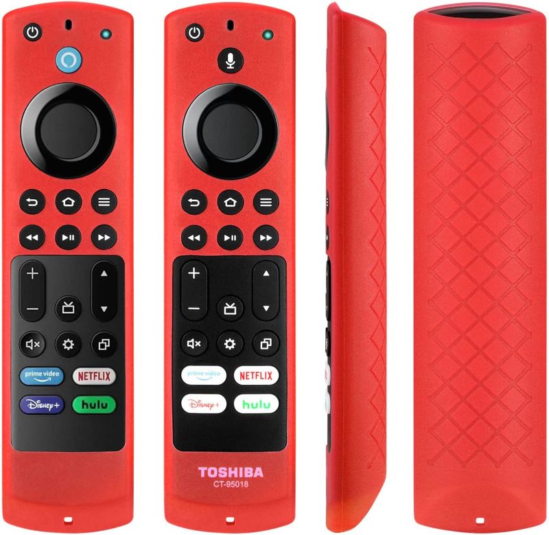 Photo 1 of  2Pack Cover for FireTV 4-Series/Omni Series/Toshiba/Insignia, Silicone Remote Case Cover Skin Sleeve - Red Green