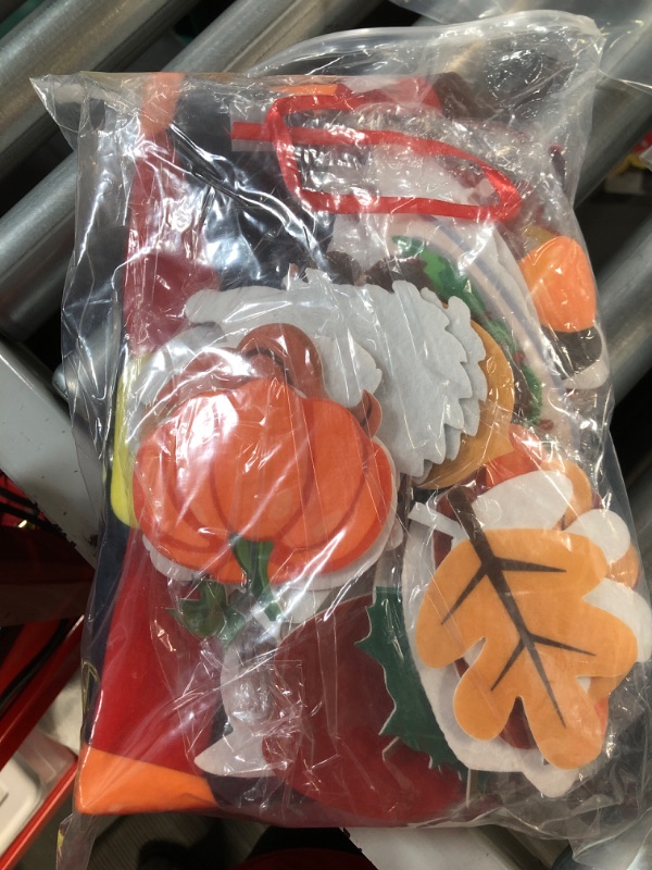 Photo 1 of 45 Pcs Thanksgiving Crafts for Kids, DIY Turkey Pumpkin Felt Craft Kit with 44 Detachable Fall Maple Leaves Pine Cones Squirrel Felt Ornaments Decorations 