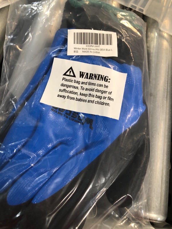 Photo 2 of Winter Nitrile Work Gloves Fleece Lined Waterproof Thermal Warm  Blue Large (1 Pack?