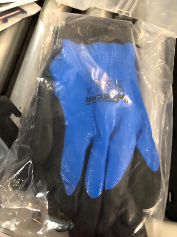 Photo 3 of Winter Nitrile Work Gloves Fleece Lined Waterproof Thermal Warm  Blue Large (1 Pack?