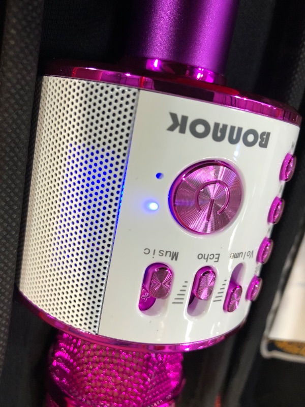 Photo 4 of [pink&white] BONAOK Wireless Bluetooth Karaoke Microphone, 3-in-1 Portable Handheld Mic Speaker for All Smartphones