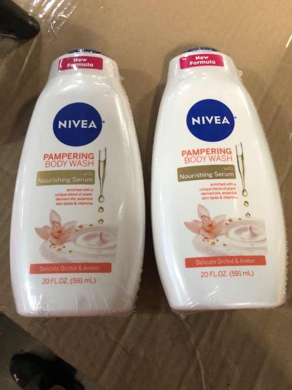 Photo 2 of ( 2 ) NIVEA Delicate Orchid and Amber Body Wash with Nourishing Serum, 20 Fl Oz Bottle