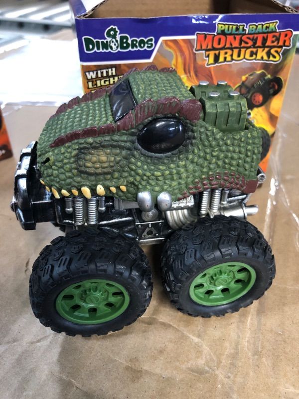 Photo 2 of DINOBROS Dinosaur Toys for Boys Age 3 4 5 6 7 Monster Truck Dino Pull Back Car Toy with Light and Sound T-Rex 01 T-Rex