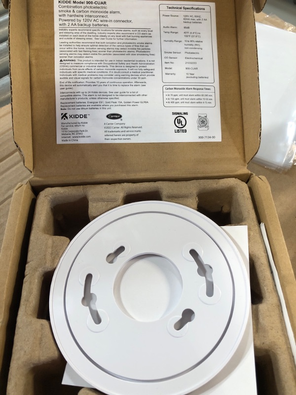 Photo 4 of Kidde Hardwired Smoke & Carbon Monoxide Detector, AA Battery Backup, Interconnectable, LED Warning Light Indicators Updated Model 1 Pack