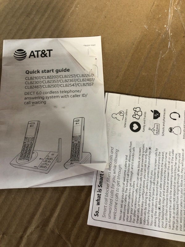 Photo 2 of AT&T CL82267 DECT 6.0 2-Handset Cordless Phone for Home with Answering Machine, Call Blocking, Caller ID Announcer, Intercom and Long Range, Black & Wood Grain Finish Black/Wood Grain Finish 2 Handsets Phone