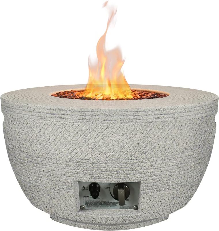 Photo 1 of *see notes* Kante 25 Inch Wide Round Biondo Grigio Concrete and Metal Outdoor Fire Pit