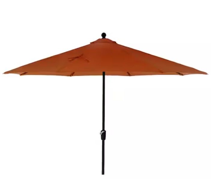 Photo 1 of 10 ft. Aluminum Market Auto Tilt Patio Umbrella in Russet Confetti
