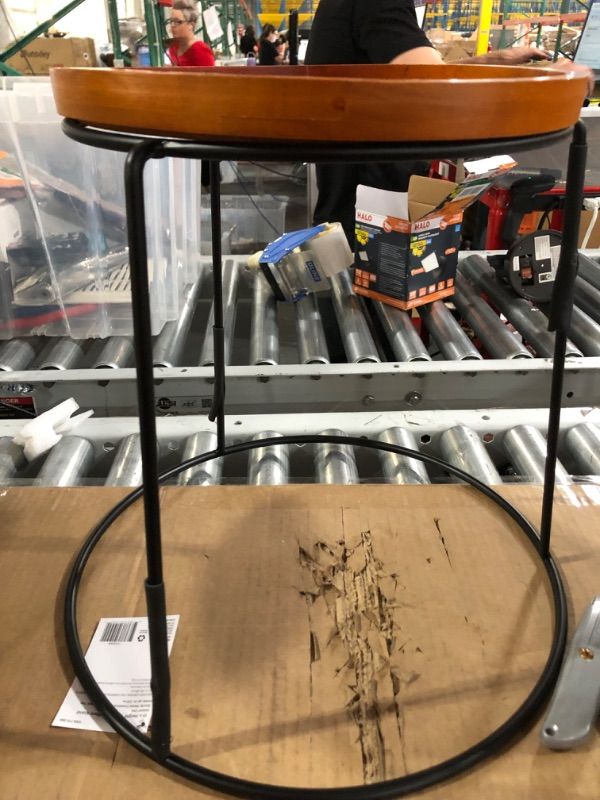 Photo 1 of 15 in. Wood Top Plant Stand