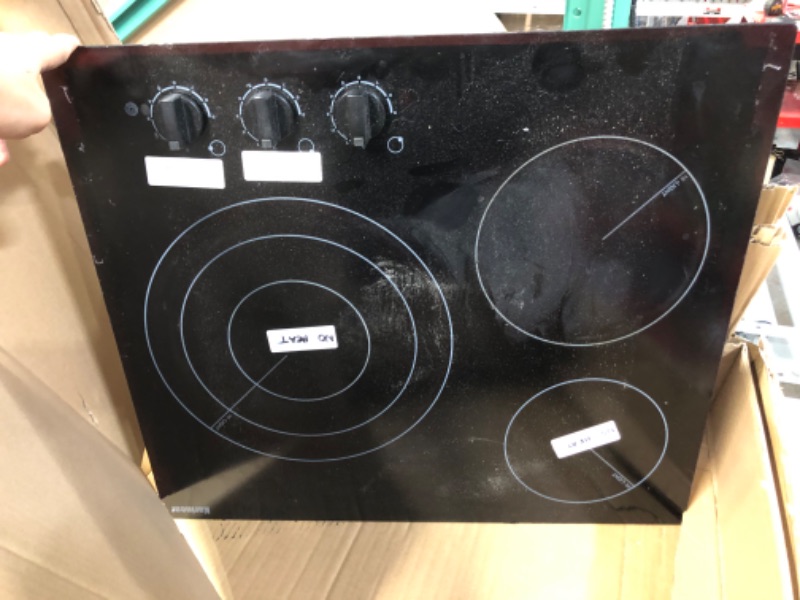 Photo 2 of (USED) K&H 3 Burner 24 Inch Built-in Electric Stove Top Radiant Ceramic Cooktop Touch SLIDER Control 240V 6600W CE24-6605SL