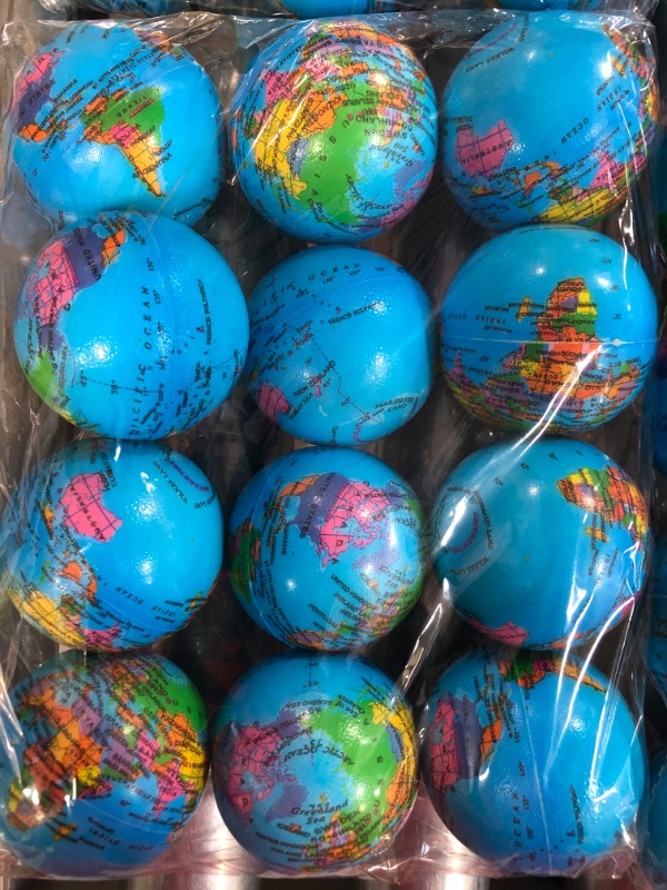 Photo 2 of 24 Pack Globe Squeeze Ball Stress Relief Ball Earth Ball Novelty Toys for Stocking Stuffers Party Favors