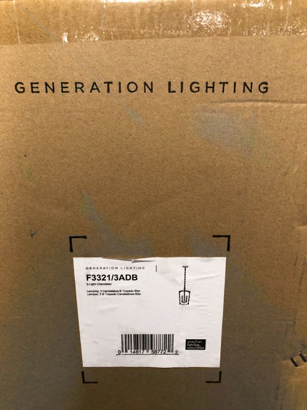 Photo 1 of **NEW**Feiss F3321/3ADB Thayer Lantern Candle Chandelier, 3-Light 180 Watts (20" H x 12" W), Antique Guild 3-Light Antique Guild