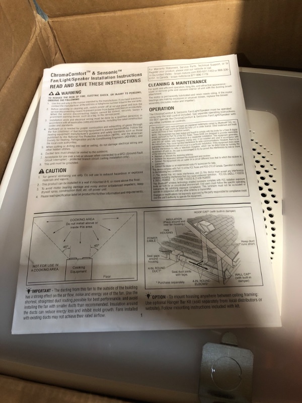 Photo 1 of **LIKE NEW**Broan-NuTone ChromaComfort 110 CFM Ceiling Bathroom Exhaust Fan with Sensonic Stereo Bluetooth Speaker, White
