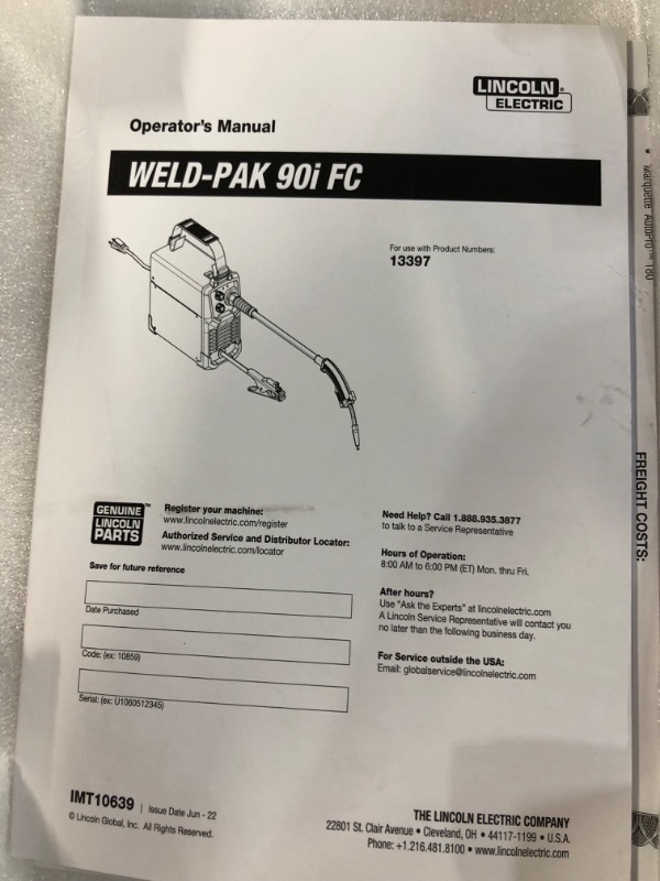 Photo 1 of **UNABLE TO TEST** Lincoln Electric 90i FC Flux Core Wire Feed Weld-PAK Welder