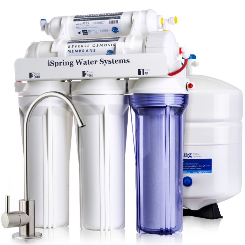 Photo 1 of **MISSING FILTERS***
ISPRING RCC7 5-Stage Under Sink Reverse Osmosis Drinking Water Filtration System with Quality Filters, 75 GPD, NSF Certified, White