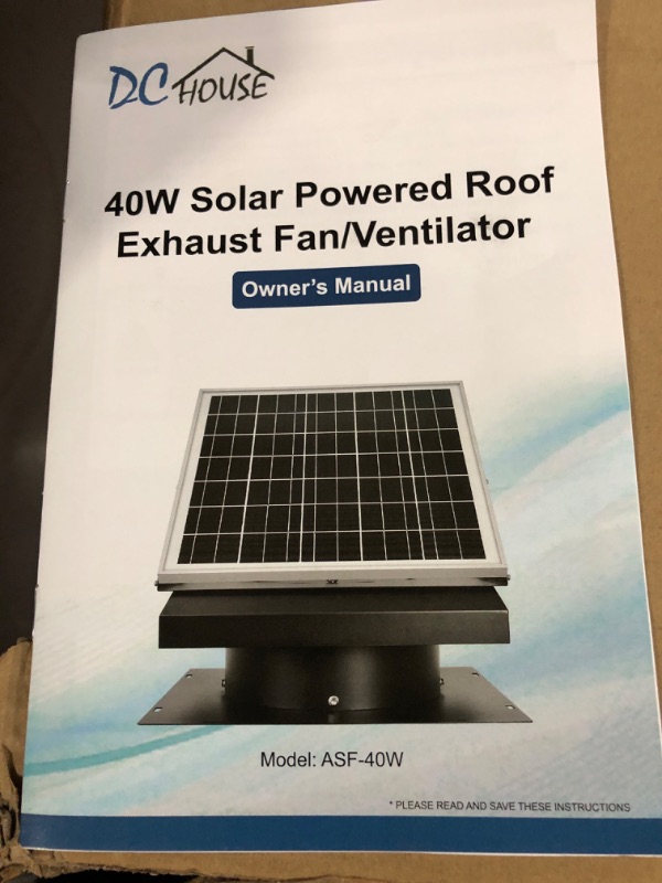 Photo 5 of DC HOUSE 32 Watt Solar Attic Fan Solar Powered Roof Exhaust Fan Up To 3000 Sq Ft,2500 CFM Metal Shell Solar Vent With Brushless Motor, Hail and weather resistance 32W