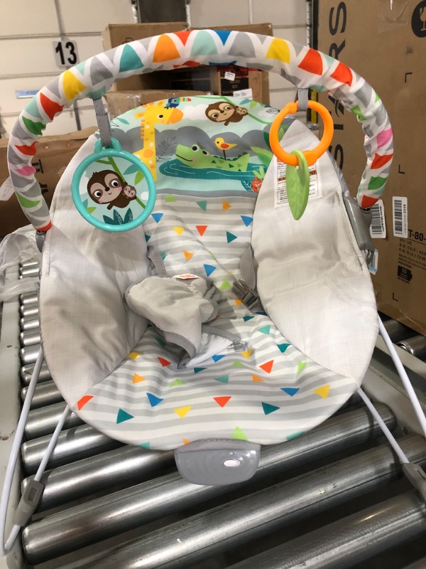 Photo 2 of Bright Starts Safari Fun 3-Point Harness Vibrating Baby Bouncer with -Toy bar