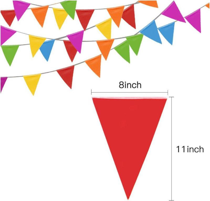 Photo 2 of 1000ft Multicolor Pennant Banners String Bunting Flag Banner,Nylon Fabric Decorations Flags