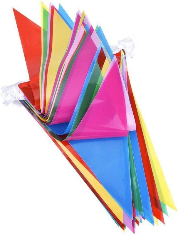 Photo 1 of 1000ft Multicolor Pennant Banners String Bunting Flag Banner,Nylon Fabric Decorations Flags