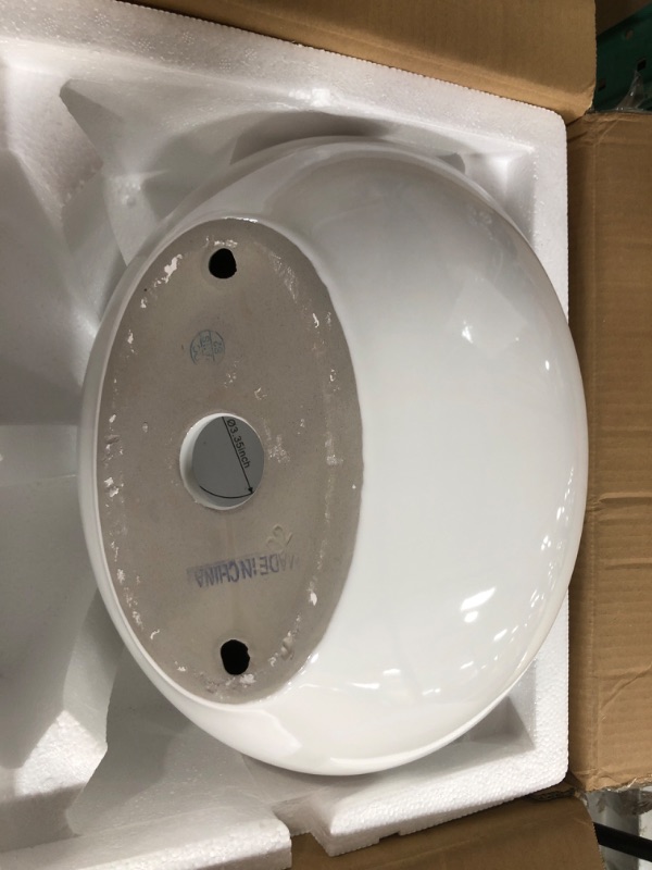 Photo 2 of Oval Vessel Sink - Fulorni 16"x13" Bathroom Vessel Sinks Oval Shape Above Counter White Ceramic Porcelain Vanity Lavatory Sink Bowl Basin 16"x13" White