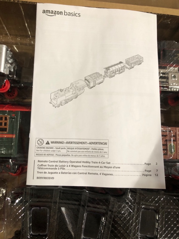 Photo 1 of Amazon Basics Remote Control Battery Operated Hobby Train 4-Car Set with Light and Sounds - 2.4GHz