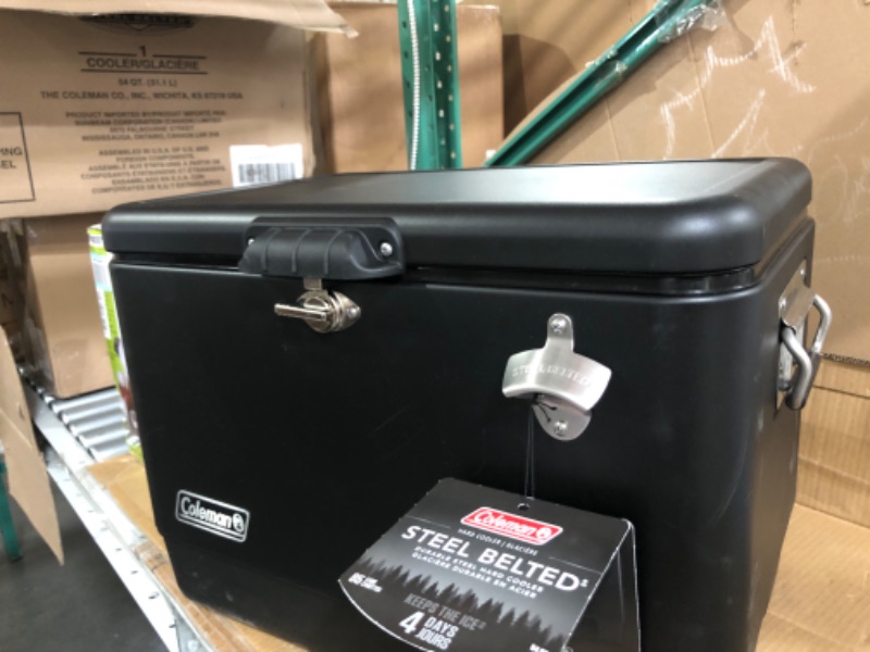 Photo 5 of Coleman Ice Chest | Reunion 54 Quart Steel Belted Cooler Midnight                                      