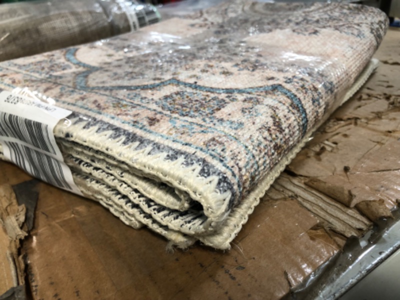Photo 1 of *STOCK PHOTO FOR REFERENCE ONLY* Adiva Rugs Machine Washable Area Rug with Non Slip Backing (Cream, 5' X 5' Square) 