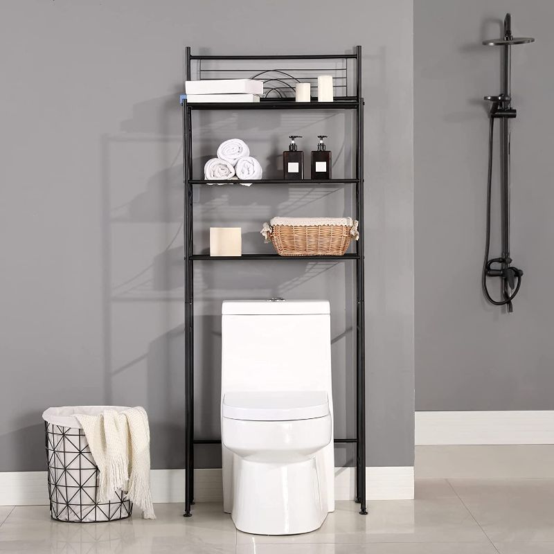 Photo 1 of *STOCK PHOTO FOR REFERENCE ONLY* MallBoo 3 -Tier Over-The-Toilet Standing Bathroom Shelves(Black)