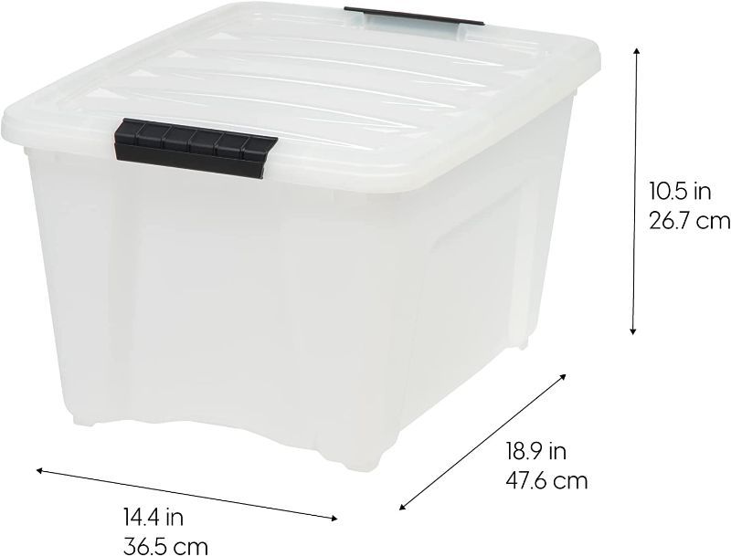 Photo 1 of **MISSING ONE LATCH** IRIS USA 32 Qt. Plastic Storage Container Bin with Secure Lid and Latching Buckles