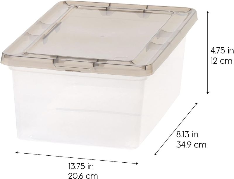 Photo 1 of (6x) IRIS USA 6.7 Qt. Plastic Storage Container Bin with Latching Lid - Clear/Smoke, 6 Qt. Smoke Bin