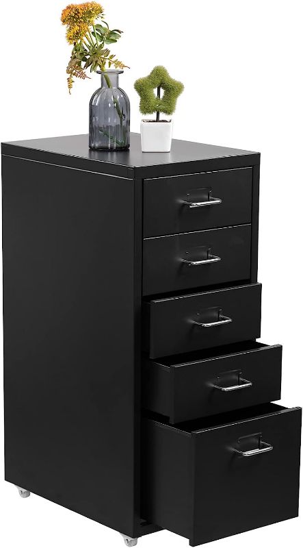 Photo 1 of **ITEM IS BLACK** MIOCASA 5 Drawer Metal File Cabinet Mobile Underdesk Chest for Home Office (BLACK)