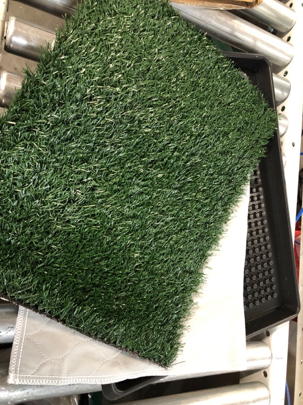 Photo 2 of **USED BUT APPEARS NEW** Dog Grass Pet Loo Indoor/Outdoor Portable Potty, Artificial Grass Patch Bathroom Mat and Washable Pee Pad for Puppy Training, Full System with Trays Pet Training Tray 20"x16"