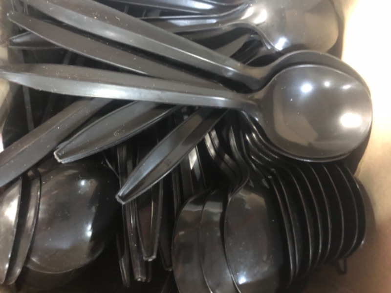 Photo 3 of **USED BUT APPEARS NEW** 500 pack Black Soup Spoons 