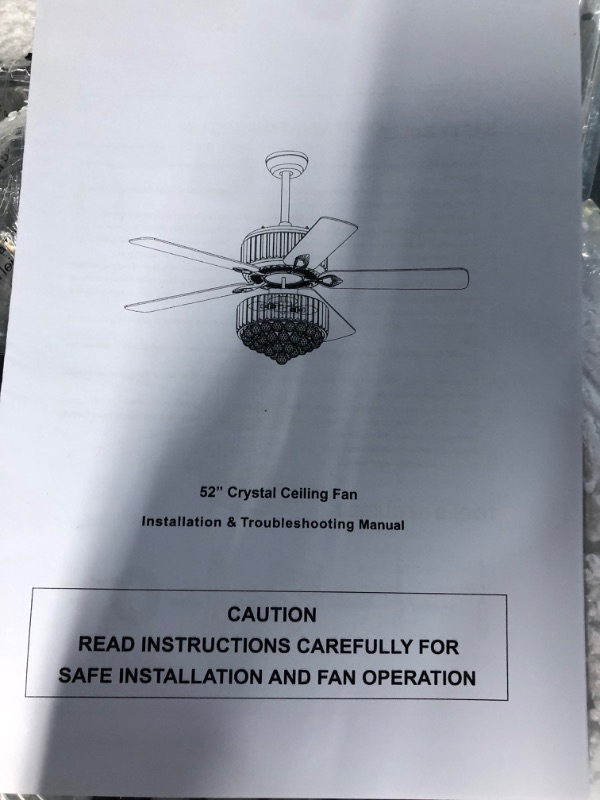 Photo 2 of **SEE NOTES** Surtime 52" Modern K9 Crystal Fandelier Ceiling Fan with Lights and Remote Control,Outdoor Chandelier Ceiling Fan