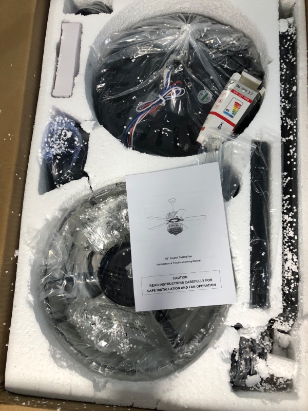 Photo 1 of **SEE NOTES** Surtime 52" Modern K9 Crystal Fandelier Ceiling Fan with Lights and Remote Control,Outdoor Chandelier Ceiling Fan