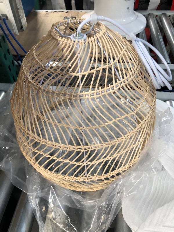 Photo 2 of **UNABLE TO TEST (HARDWIRED)**  Arturesthome Rattan Woven Pendant Fixture Shades, Handmade Hanging Ceiling Lamp Crafts Lampshade - 35cmx35cm 35cm*35cm Natural Rattan