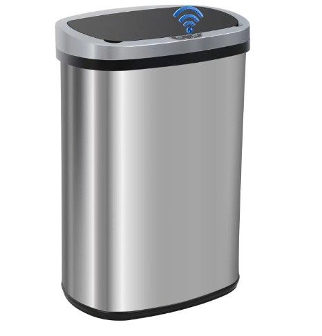 Photo 1 of **SEE NOTES** BestOffice Touch Free Sensor Stainless Steel Trash Can, 13 Gallon