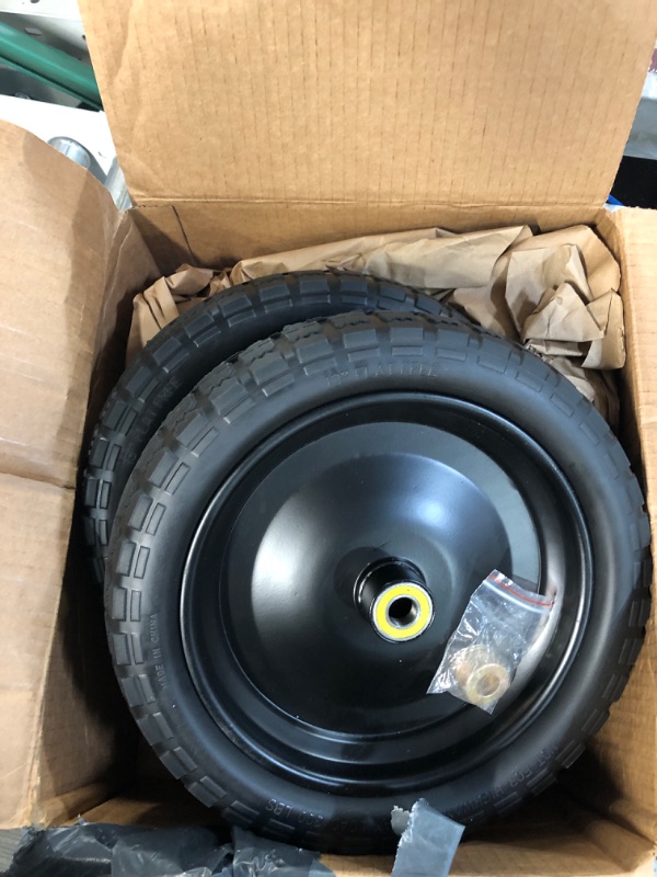 Photo 2 of (2-Pack) 13‘’ Tire for Gorilla Cart - Solid Polyurethane Flat-Free Tire and Wheel Assemblies - 3.15” Wide Tires with 5/8 Inch Axle Borehole and 2.1” Hub 13“ Wheels -2 Pack