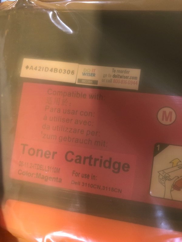 Photo 4 of USED Do it Wiser Remanufactured Printer Toner Cartridge Replacement for Dell 3110cn 3115cn 3110 3115 | 310-8092 310-8094 310-8096 310-8098 High Yield (8,000 Pages) 4-Pack