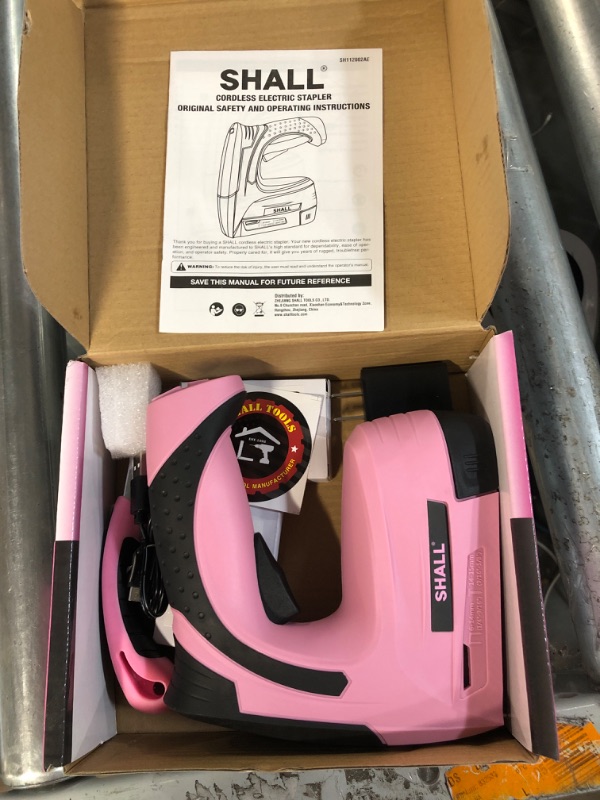 Photo 2 of SHALL Pink Electric Staple Gun, 2 in 1 Cordless Upholstery Stapler Nail Gun