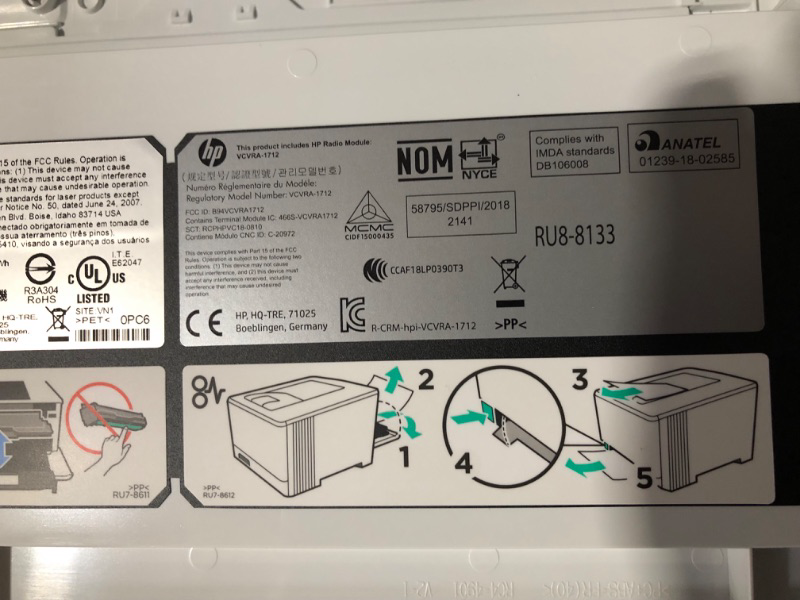 Photo 10 of ***DAMAGED - MISSING PARTS - SEE NOTES*** HP Color LaserJet Pro M454dw Printer (W1Y45A) ,White