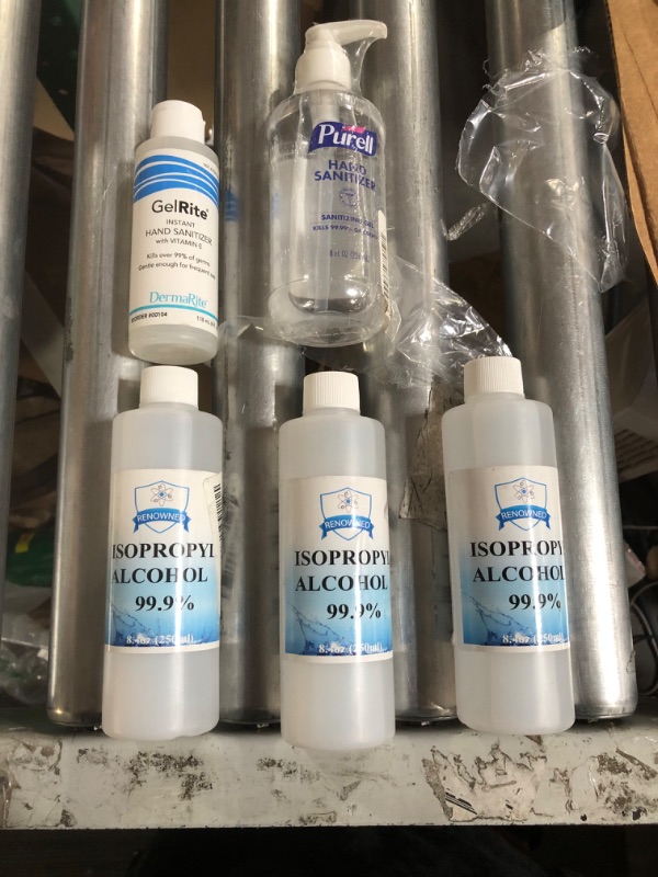 Photo 1 of *FIVE ITEMS* THREE Isopropyl Alcohol 8.4 OZ, ONE Ethyl Alcohol Gel Bottle GelRite Instant Hand Sanitizer 4 OZ, ONE PURELL Advanced Hand Sanitizer Refreshing Gel 8 OZ