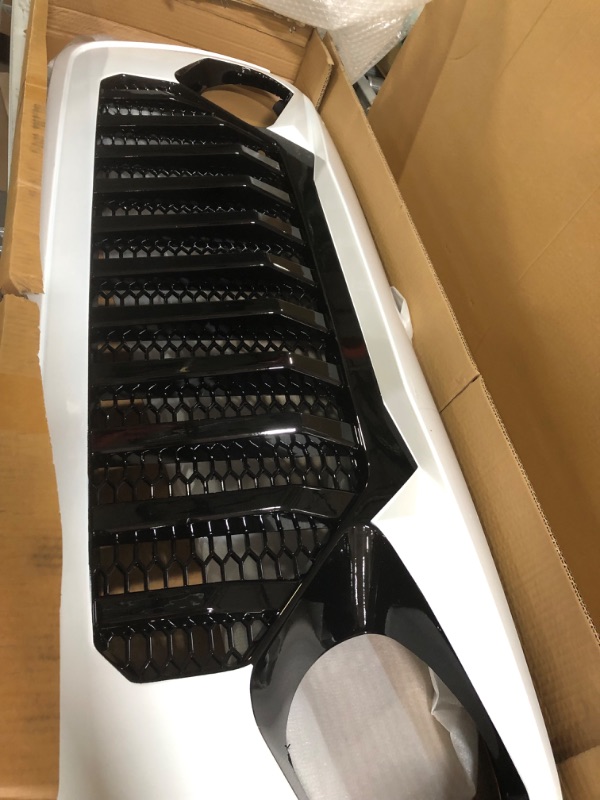 Photo 2 of Front Grille Compatible with 2018-2021 Jeep Wrangler JL JLU Gladiator JT (White Black)