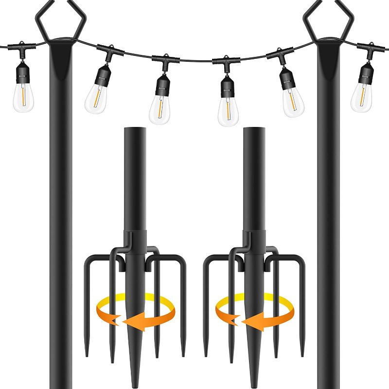 Photo 1 of 10Ft Metal Poles with Fork for Outdoor String Lights,2 Pack 