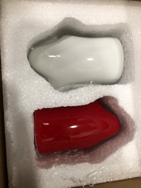 Photo 2 of (PACK OF 2) Salt and pepperware set Ceramic salt cups White and red salt and pepperware Two ceramic mannequins embraced together