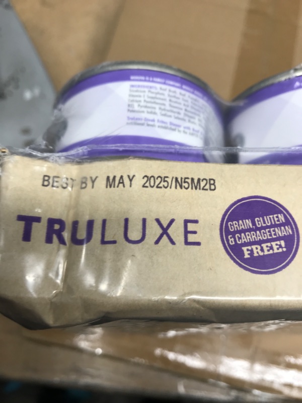 Photo 2 of ** BEST BY 05/2025 *** Weruva TruLuxe Cat Food, Steak Frites Dinner with Beef & Pumpkin in Gravy, 3oz Can (Pack of 24), Purple Steak Frites 3 Ounce (Pack of 24)